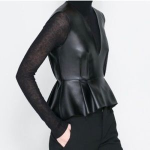 2/$25 Zara Leather Peplum Top